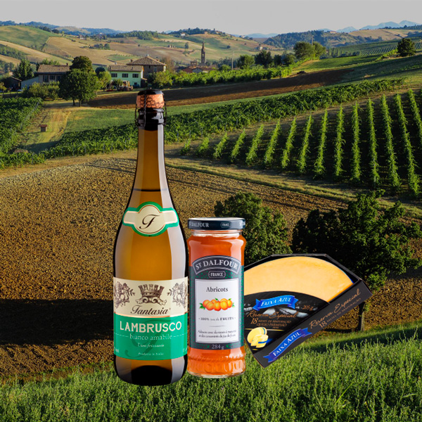 Kit Fantasia Lambrusco + Queijo Parmesão Reserva + Geleia de Damasco - Oferta
