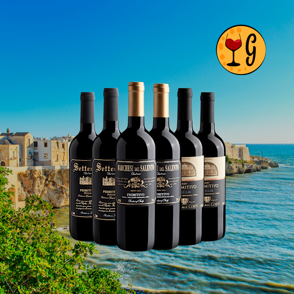 Descubra o Kit de Vinhos Primitivo Puglia Premiados - Uma Seleção Excepcional da Puglia - Oferta