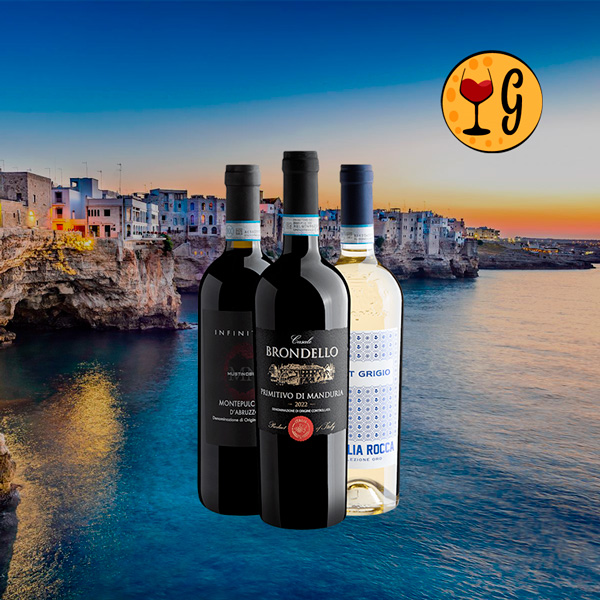 Kit 3 Clássicos da Itália – Primitivo di Manduria, Montepulciano d'Abruzzo e Pinot Grigio - Oferta
