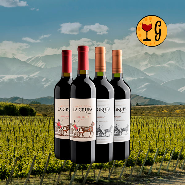 Kit 4 Vinhos La Grupa – Dose Dupla de Mendoza com Malbec e Red Blend 2024 - Oferta