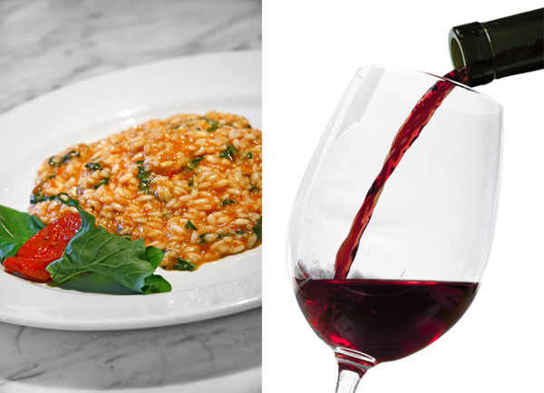 Risoto de tomate seco, receita e vinhos